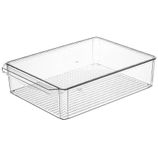 House of Quirk Acrylic Refrigerator Organizer Bins With Pull-Out Drawer, Stackable Fridge Drawer Organizer Set With Handle, Bpa-Free (Medium,3.3L)