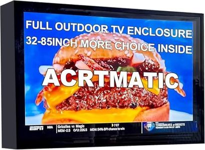 acrtmatic 60-65 inch Weatherproof Outdoor TV Hard Cover , with Transparent Front Panel, Clear Dust Resistant Television Enclosure for Outside(Right Door), Full Motion TV Wall Mount and Cooling Fans Include