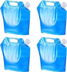 Krivon 5 litres Pack 4 Collapsible Water Container, BPA Free Plastic Water Carrier, Travel Folding Water Bag for Sport Camping Riding, Mountaineer (5 Liter-Pack of 4)