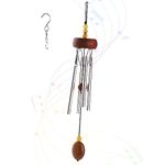 Hianjoo Wind Chime, Mini Classic Wind Chimes 28CM / 11" Premium Metal Chime with 4 Aluminum Tubes Ceramic Beads for Outdoor Indoor Decor Smooth Melodic Tones Chime for Garden Patio Balcony Home, Red