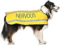 NERVOUS (Give Me Space) Yellow Colour Coded S M L Reflective Waterproof Fleece Lined Warm Dog Coats PREVENTS Accidents By Warning Others Of Your Dog In Advance (L-XL)