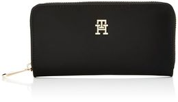 Tommy Hilfiger Women's Poppy TH Large ZA AW0AW15642 Wallets, Black, OS