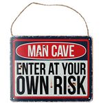 AB Tools Hanging 'Man Cave Enter At Own Risk'Metal Sign PrePunched Holes 20x25cm