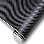 SIA VENDORS Self Adhesive Vinyl Carbon Fiber Textured Sheet Roll Car Wrapping Sticker Decal Film Car DIY Interior Exterior (12 X 100 Inch, 3D Black Carbon)