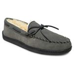 Minnetonka Men's Sheepskin Hardsole Pile-Lined Moccasin Slippers 11 W Grey