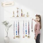 Medal Hanger Display & White Trophy Shelf & Ribbon Holder for Girls and Kids - 2FT Simple Wall Rack with Strong Hooks - Displaying Awards from Sports