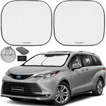 Autoamerics Windshield Sun Shade 2-Piece Foldable Car Front Window Sunshade for Full Size SUV Truck Tesla - Auto Sun Blocker Visor Protector Blocks Max UV Rays and Keeps Your Vehicle Cool - Large Fit