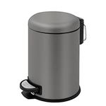 3 Liter Small Trash Can, Step Garbage Bin with Soft Close Lid, Round Stainless Steel Trash Bin with Removable Inner Bucket for Bathroom Vanity Bedroom Office (Gray)