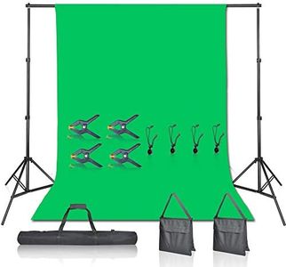 EMART Green Screen Backdrop with Stand Kit, 7x10ft /210x300cm Photography Background Support Stand with 6x9ft100% Cotton Muslin Chromakey Greenscreen for Photo Video Studio YouTube Streaming Equipment