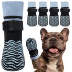 Kuoser Non Slip Dog Socks for Hardwood Floors, Dog Grippy Socks with Double-Sided Traction, Anti Slip Dogs Booties Paw Protectors to Prevent Licking Paws for Small Medium Large Senior Dogs, 4 Pack-S