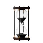 Dapraise 60mins Hourglass Sand Timer for Home Kitchen Decor Desk Office Ornament Vintage Sand Watch Decoration One Hour Sand Clock Study Work Time Management Wooden Base (30min Black)