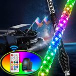 Nilight - TL-27 2PCS 4FT Spiral RGB Led Whip Light with Spring Base Chasing Light RF Remote Control Lighted Antenna Whips for Can am ATV UTV RZR Polaris Dune Buggy Offroad Truck