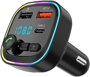 Transmetteur FM Bluetooth 5.3, Transmetteur Adaptateur Bluetooth pour Voiture, Kit MP3 sans Fil à Charge Rapide QC3.0, 2 Ports USB et 1 Port Type-C, Appels Mains Libres, Support USB/Carte TF