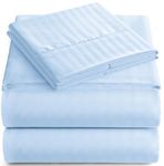 Home Couture ITALIAN 1500 Thread Count 100% Egyptian STRIPED 4PC KING Sheet Set, LIGHT BLUE