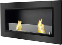 Black Recessed Wall Mount Ventless Bio Ethanol Fireplace - Lata | Ignis