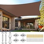 UIRWAY Sun Shade Sail 10' x 13' Rectangle UV Block Sunshade for Backyard Yard Deck Patio Garden Outdoor Activities and Facility (Brown)