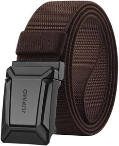 JUKMO Stretch Tactical Belt for Men, Military Work Rigger Hiking 1.5" Elastic Nylon Web Ratchet Quick Release Belt in Gift Box (Coffee, Large)