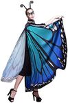 Butterfly Wings Shawl Halloween Costume Ladies Cape (blue)