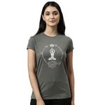 Enamor Essentials Short Sleeve Round Neck Slim Fit Stretch Cotton Tshirt for Womens-E147 (E147_Ash Grey_M)