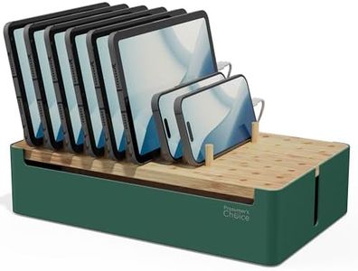 Prosumer's Choice Bamboo Charging Station - Multi Charger Station Organizer - Desk Docking Station for Phones, Tablets, Laptop - Wooden Charging Station with Removable Dividers - Cables Not Included