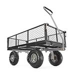 Gorilla Cart Large 800 Pound Capacity Solid Steel Outdoor Garden Multi-Use Hauling Utility Wagon Cart with Balanced 4-wheeled design and 10-inch Pneumatic Tires, Black