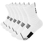 6 Pairs Mens Socks 9-11 Thin Basketball Socks Mens Anti-blistered Summer Work Socks for Men Pack White