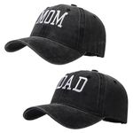 HAPEE Mom and Dad Hats, Girl Boy Mom Hat for Women Men,Adjustable Baseball Caps Gift for Couples Classic Gifts (Cotton, Dad Mon-Black Black)