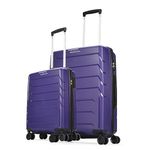 Aristocrat Chroma Set of 2 Hard Luggage (55+65cm) | Cabin and Medium Check-in Luggage | Robust Construction with Strong Wheels, Rust-free trolley, Secured Zip and Secured Combination Lock | Purple