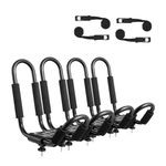 VEVOR Kayak Roof Rack 2 Pairs J-Bar, Soft Roof Rack, Top Mount Tie Down, Carrier for Kayak, Surf Board, Canoe, SUP, Ski Board, Mount on Car, SUV, Truck, 2 Kayaks