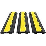 VEVOR 3 Pack of 2 11000lbs per Axle Capacity Protective Wire Cord Ramp Driveway Rubber Traffic Speed Bumps Cable Protector