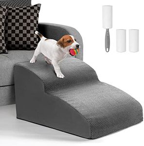 Lannvan Scaletta per Cani 2 Gradini, Rampa per Cani con Rimovibile Lavabile Copertura, Scala per Cani Gatti per Divano e Letto, Scaletta per Cani di Piccola Taglia, Regala Rullo Togli Peli Animali