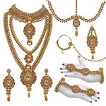 Lucky Jewellery Designer Gold Plated Dulhan Bridal Jewelry Set 8 Pcs. for Girls & Women (WZK-LCT)