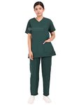 Proexamine Surgicals Scrub Suit set for Women/Female with Matching Scrub Cap (44-XXL, Bottle Green)