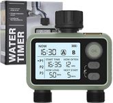 XPR3SS Two Outlet Water Timer With Rain Sensor, 3 Different Water Programs For Each Outlet Digital System Controller Drip Irrigation With Child Lock Feature Programmable Automatic Water Timer Dripper