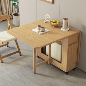 Solid Wood Drop Leaf Dining Table Set with 4 Chairs – Extendable Kitchen Furniture