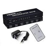 Microware 2x4 HDMI Matrix Switch + Splitter 4K 2 Input 4 Output Support Full HD 1080P 3D Audio Out with IR Remote Power Adapter for PS4 HDTV Xbox