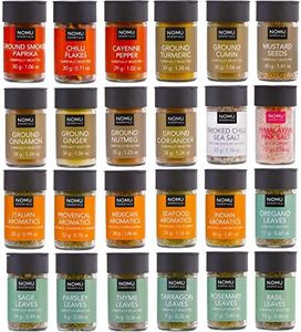 NOMU 24-Piece Starter Variety Set of Spices, Herbs, Chilis, Salts and Seasoning Blends Kit | 24.1 Oz | Non-irradiated, No MSG or Preservatives