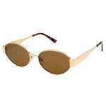 SOJOS Retro Oval Sunglasses for Women Men Trendy Sun Glasses Classic Shades UV400 Protection SJ1217 Gold/Brown Lens