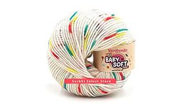 Vardhman Knitting Yarn Baby Soft Print Wool for Knitting, Kids Crochet Yarn Wool for Hand Knitting Art Craft, Knitting Wool Yarn for Sweater Scarves Hats and Dresses White (6 Pcs + Multi Color)