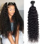 Lianlian Jerry Curly Bundles Human Hair Weave Bundles Jerry Curly Brazilian Virgin Hair Wet And Wavy Bundle 12A Grade Unprocessed Human Hair Extensions 28Inch Natural Black