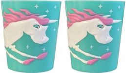 Lily's Home 3D Unicorn Tumbler for Kids, Fun Novelty Reusable Toddler and Kids Cup, Bathroom Rinse Cup, BPA-Free Plastic, Ideal for Kids 3-6, Unbreakable and Shutterproof.(2, Unicorn) 10 Ounce