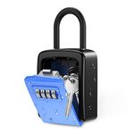 ORIA Key Lock Box, Lock Box for Keys Outdoor, Combination Lock Box with Shackle, Weatherproof Key Safe Storage, Lockbox for House, Hotel or Car Keys - Blue