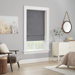 ECLIPSE Dillan Thermal Blackout Cordless Lined Window Roman Shade for Living Room, 27 in x 64 in, Grey