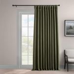 HPD Half Price Drapes Faux Linen Extra Wide Room Darkening Curtains for Bedroom 108 Inches Long (1 Panel), 100W x 108L Curtains for Living Room Home Decor, Khaki Green