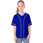 Icibgds Kids Baseball Jersey Button Boys T-Shirt Trendy Hip Hop Girls Black and White Short Sleeve Tshirt, Blue, 6 Years