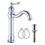 GGStudy 360° Swivel Chrome Single Handle One Hole Bathroom Sink Faucet Matching with Pop Up Drain