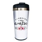 Yipaidel Promoted to Auntie Stainless Steel Travel Coffee Mug 13 OZ, Pregnancy Announcement Auntie Coffee Tea Mug Cup, Home Girls Room Decor, Baby Reveal Gift for Sister, New Aunt Gift