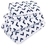 Utopia Bedding Queen Sheet Set, Soft Microfiber 4 Piece Bed Sheets with 15" Deep Pocket - Easy Care Brushed Microfiber (Arrows - Navy)