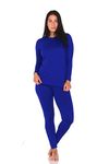 Thermajane Women's Ultra Soft Thermal Underwear Long Johns Set with Fleece Lined (Small, Royal Blue)