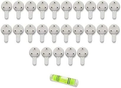 Art Street Hard Plastic 3-Pin Seamless Nail with 2 Spirit Leveler for Photo Frame Wall Picture Frame Hooks Hangers - Set of 25 (White)